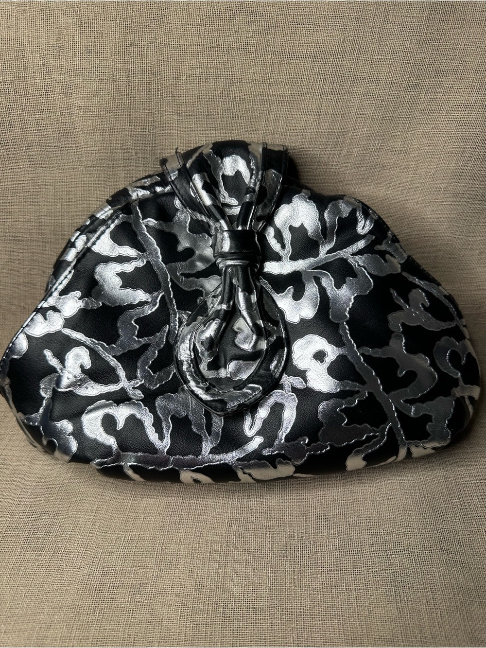 RARE Art to Wear Colini 80s Metallic Leather Clutch Purse